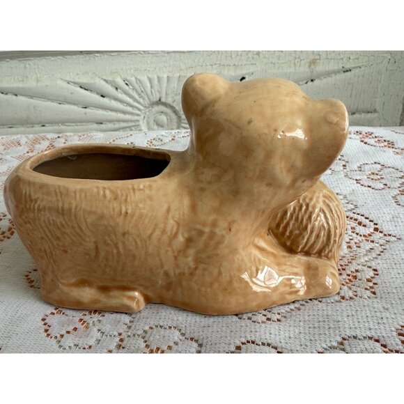 Vintage 50's McCoy Pottery Beige Kitten Cat Planter - Picture 12 of 14